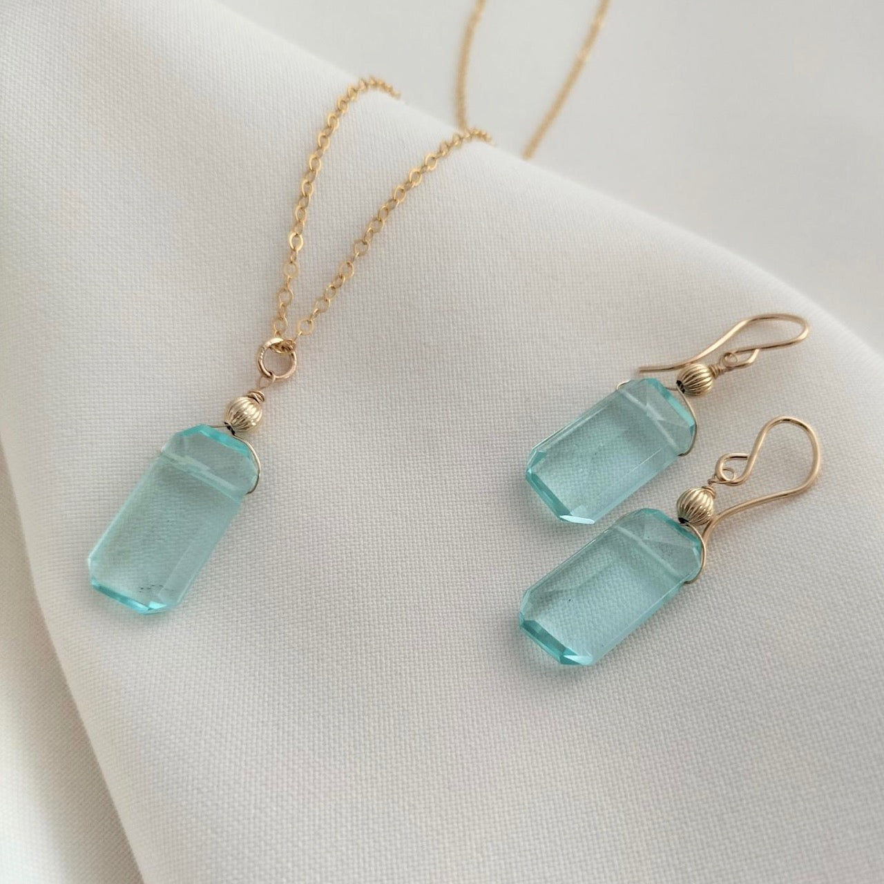 Rectangle aquamarine jewellery