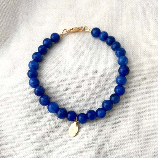 Bright blue beaded bracelet