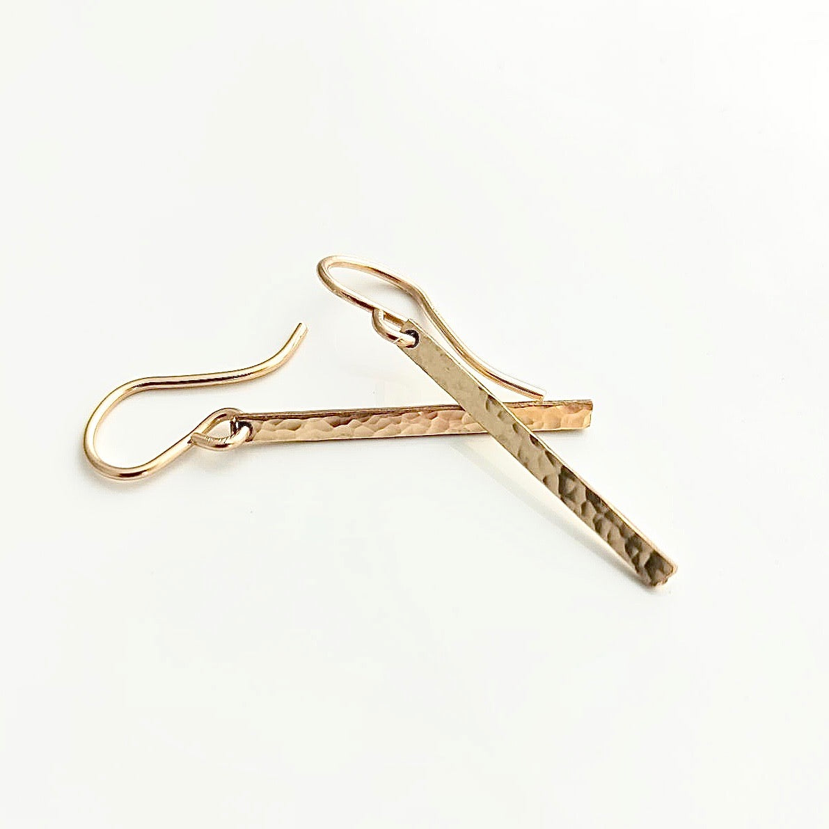 Slim Hammered Bar Earrings