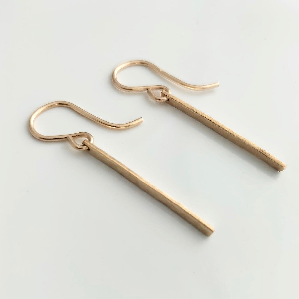 Slim Hammered Bar Earrings