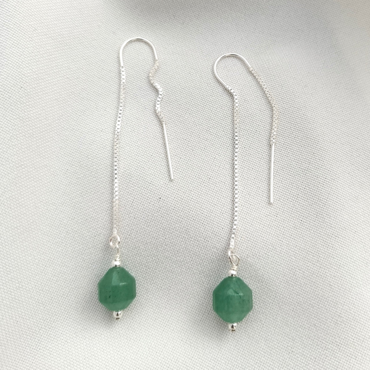 Green Aventurine ear threaders