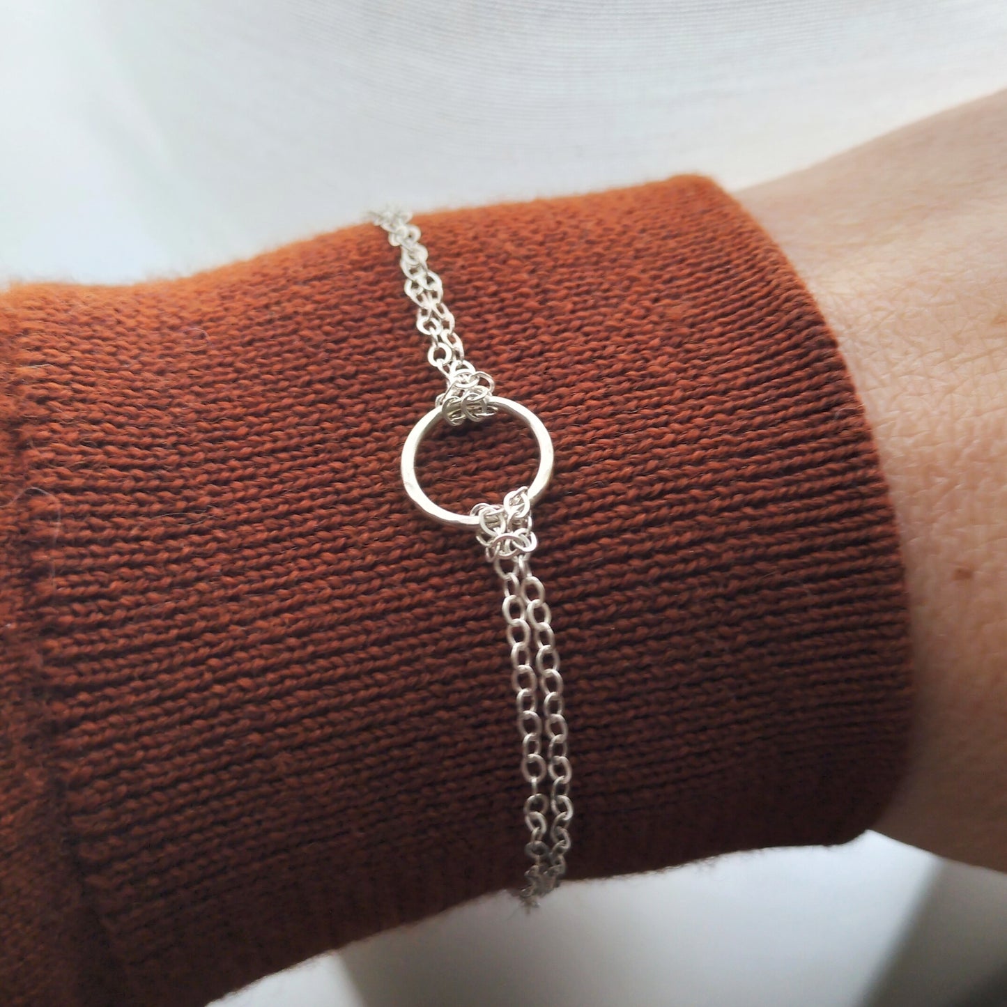 Silver Hammered Circle bracelet