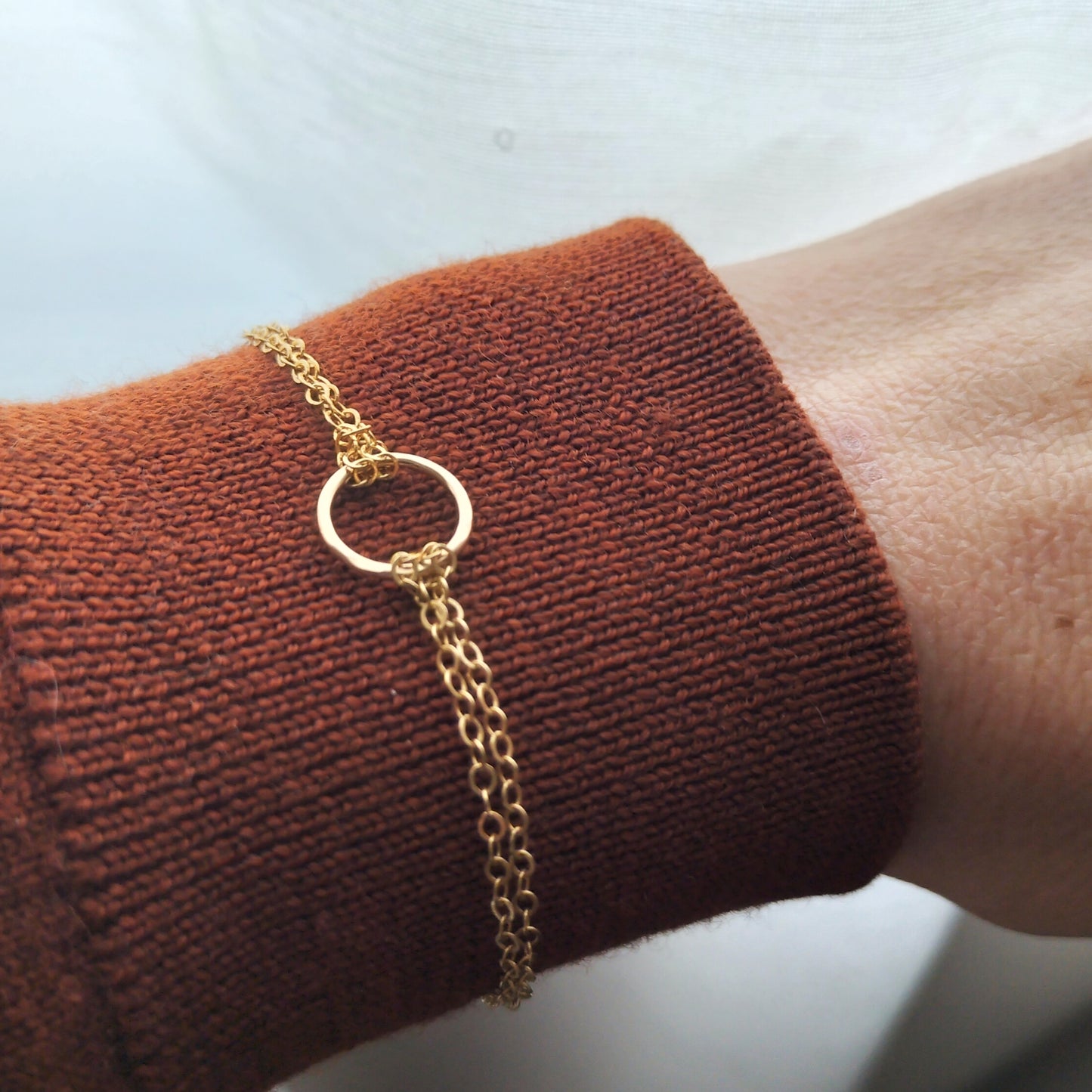 Gold Hammered Circle bracelet