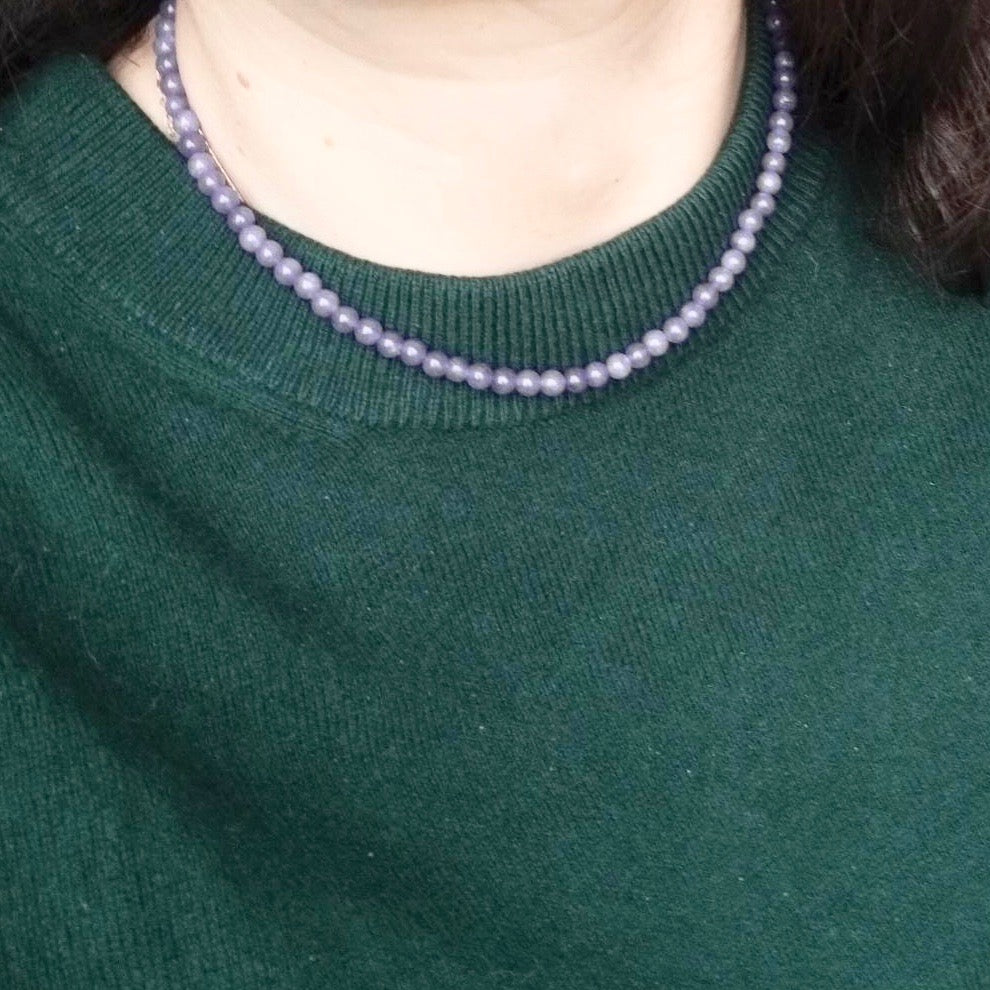 Purple Aquamarine Beaded choker necklace