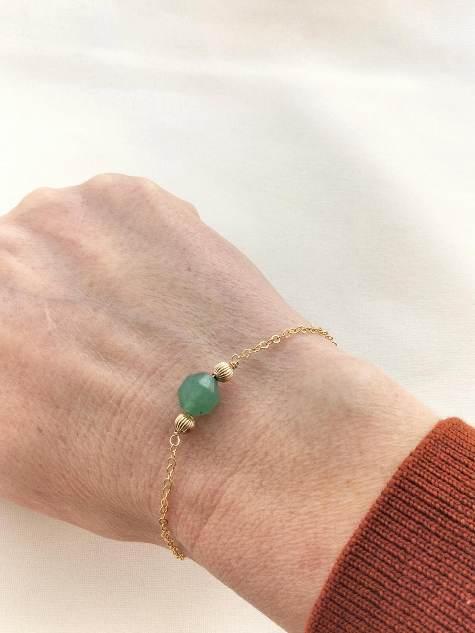 Aventurine gold chain bracelet