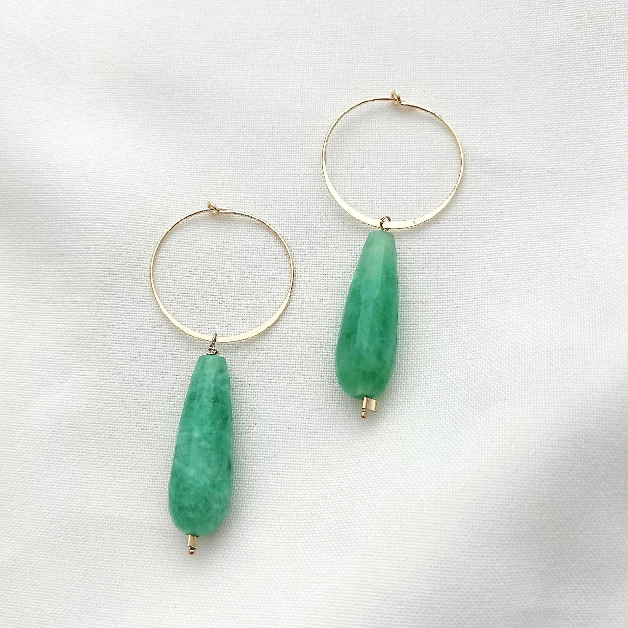 Aqua chalcedony hoops