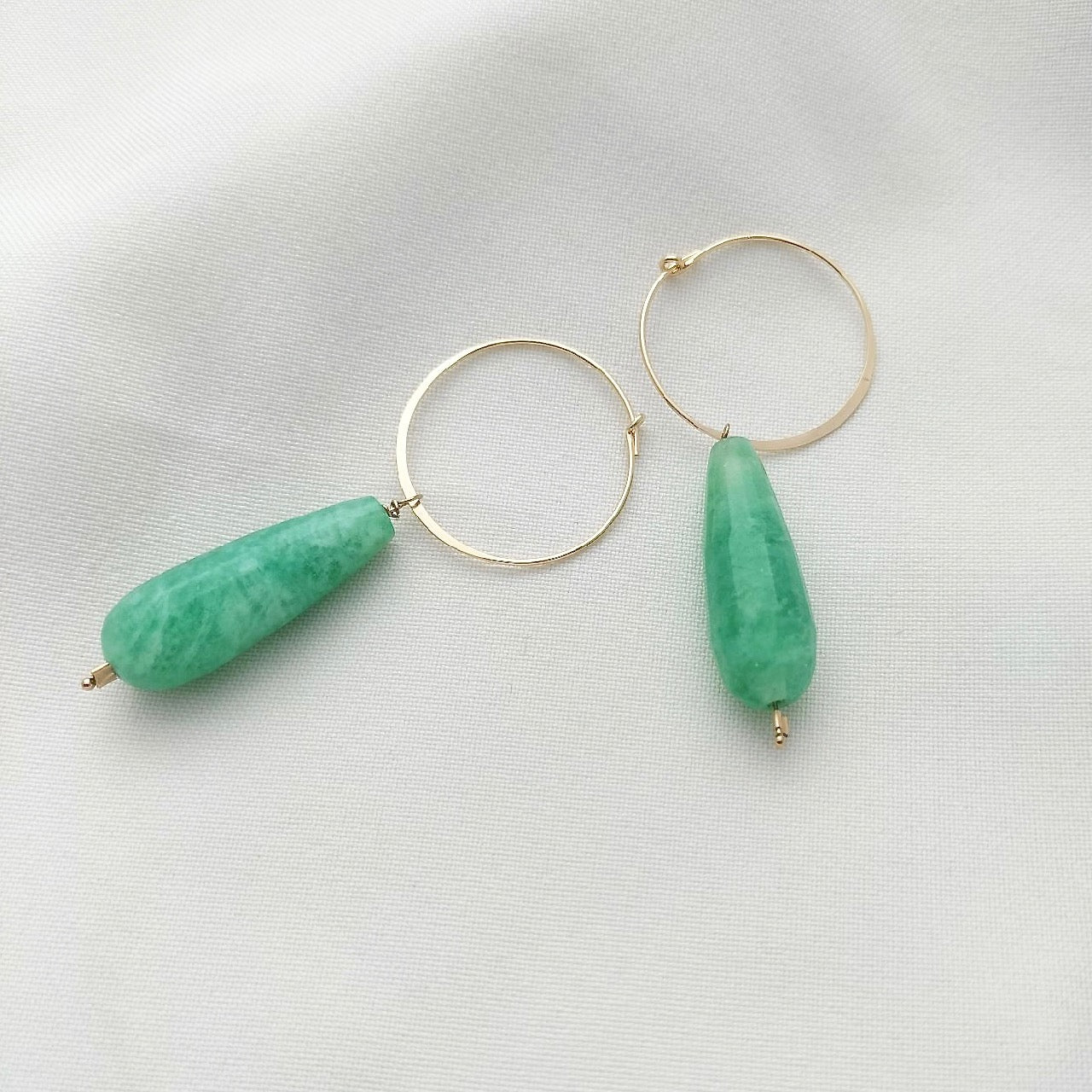 Aqua chalcedony hoops