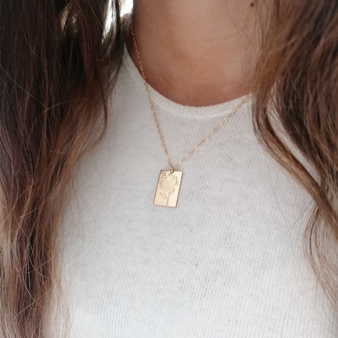 Gold dahlia flower necklace