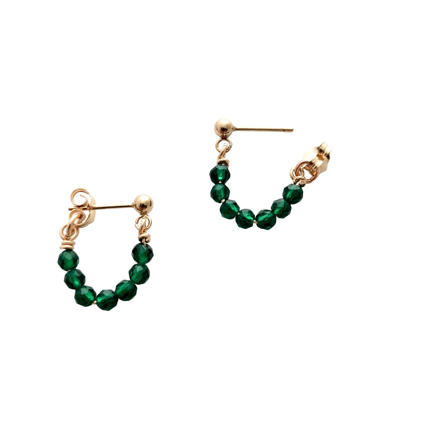 Emerald birthstone ear huggers - May