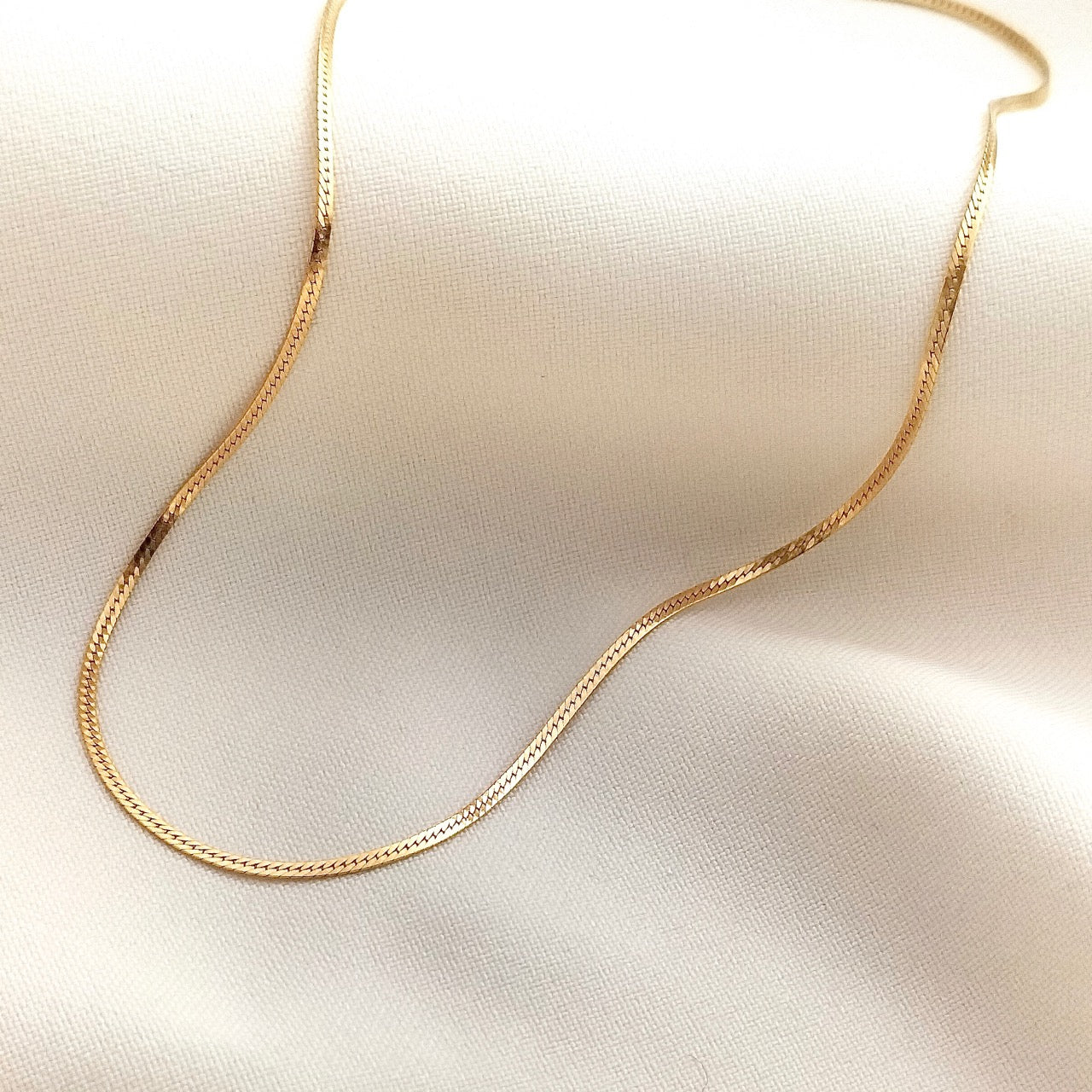 14K Gold Filled Dainty Thin Herringbone Chain Necklace — Priscilla Ma