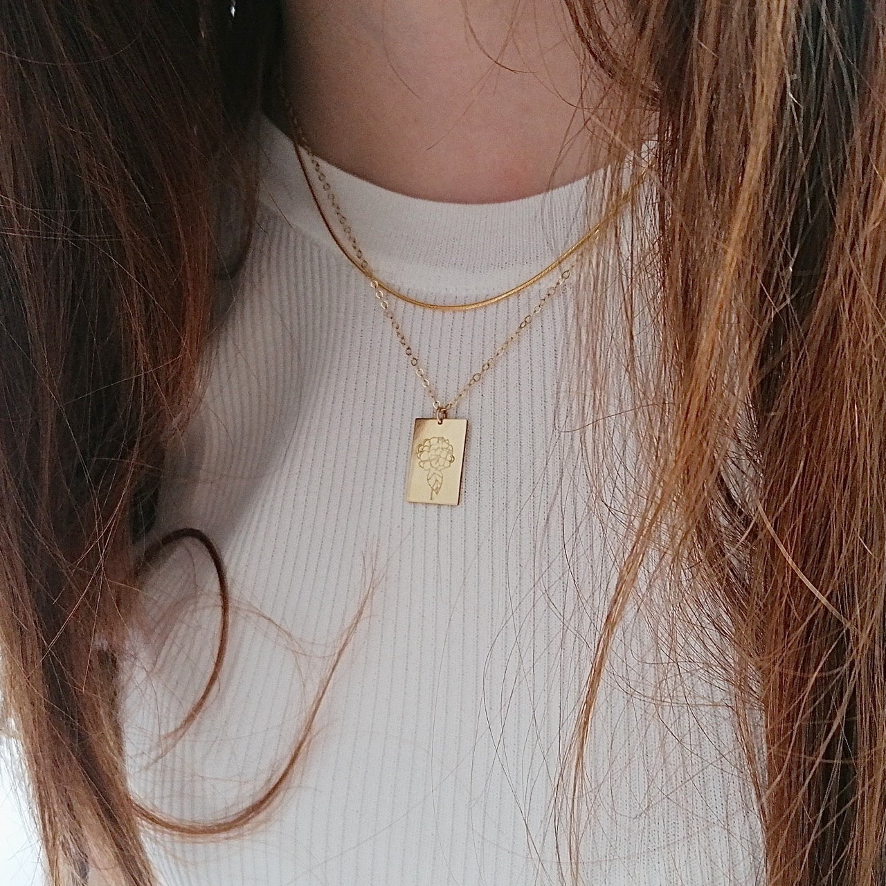 Gold hydrangea necklace