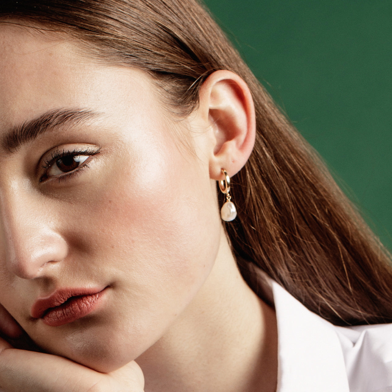Keshi Pearl gold hoop earrings