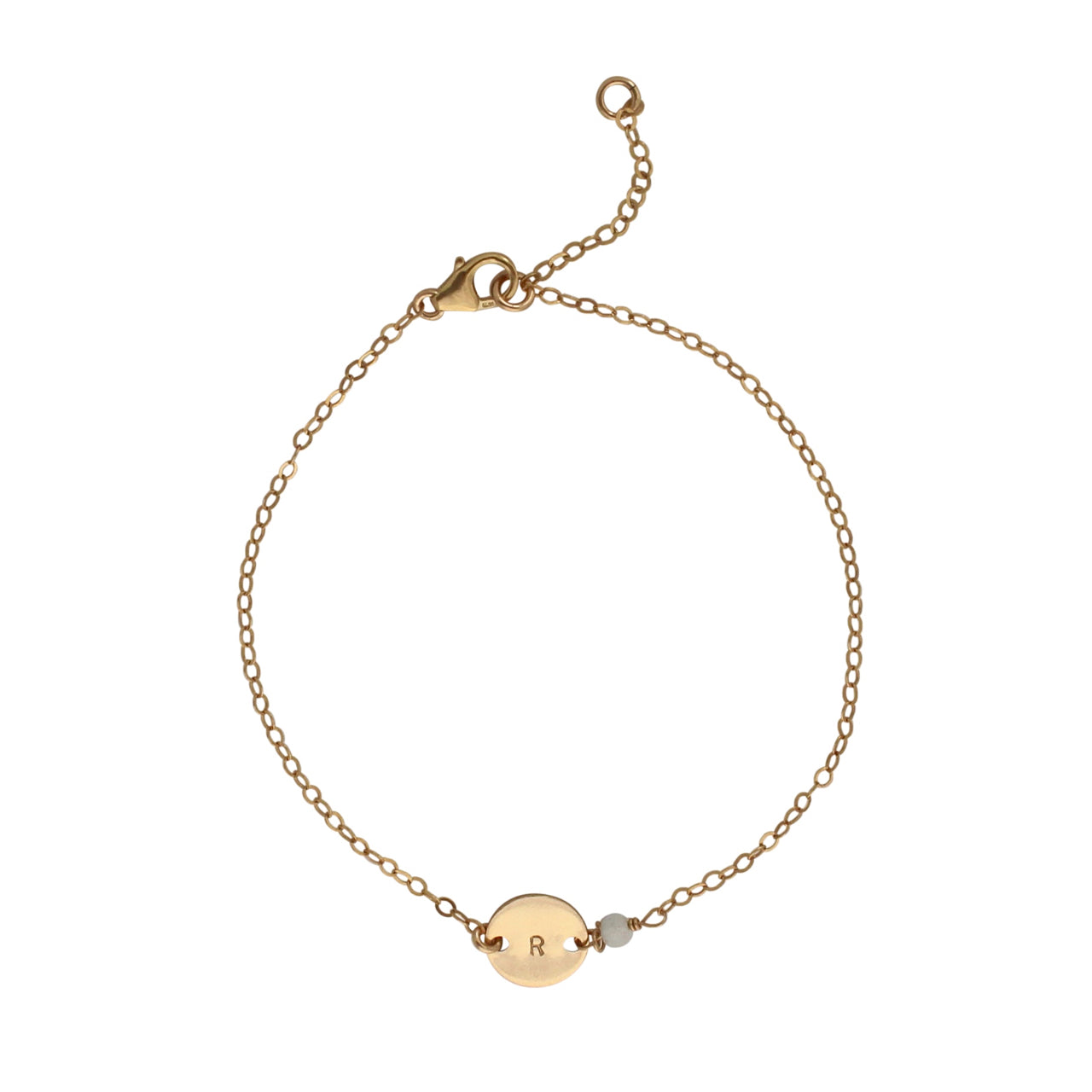 Gold Birthstone bracelet - March - aquamarine