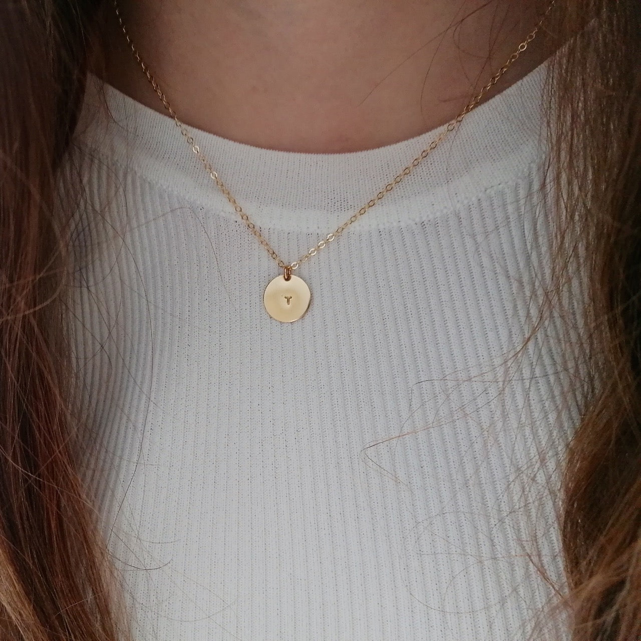 personalised gold disc necklace