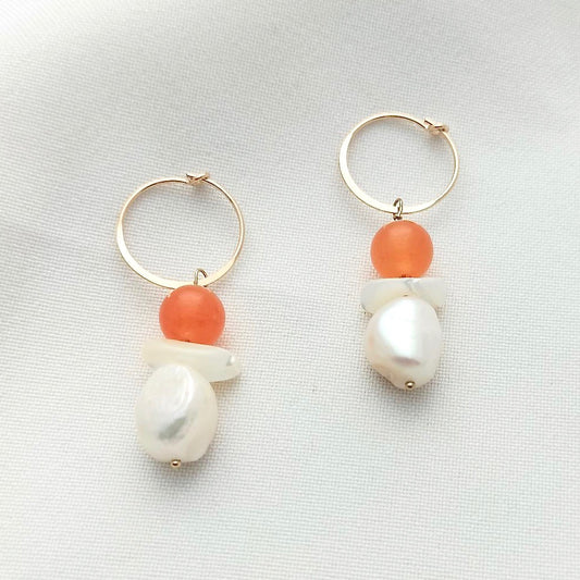 Orange and pearl earrings