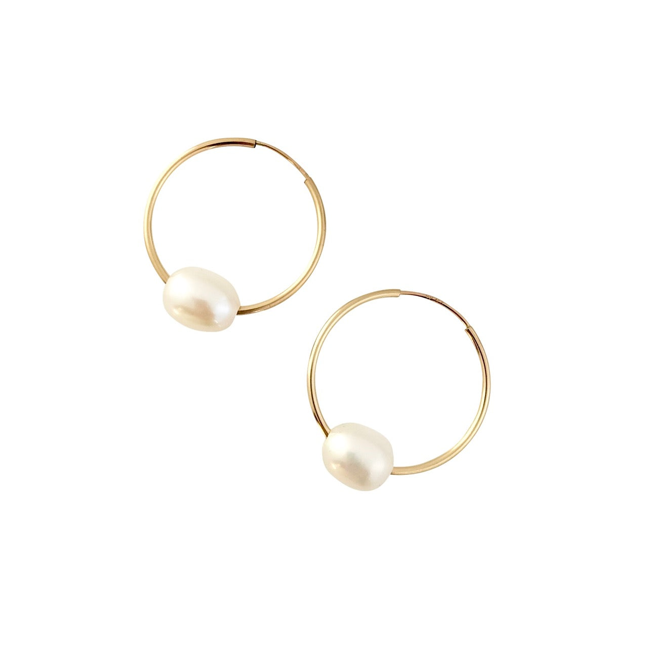 Floating Pearl hoop earrings