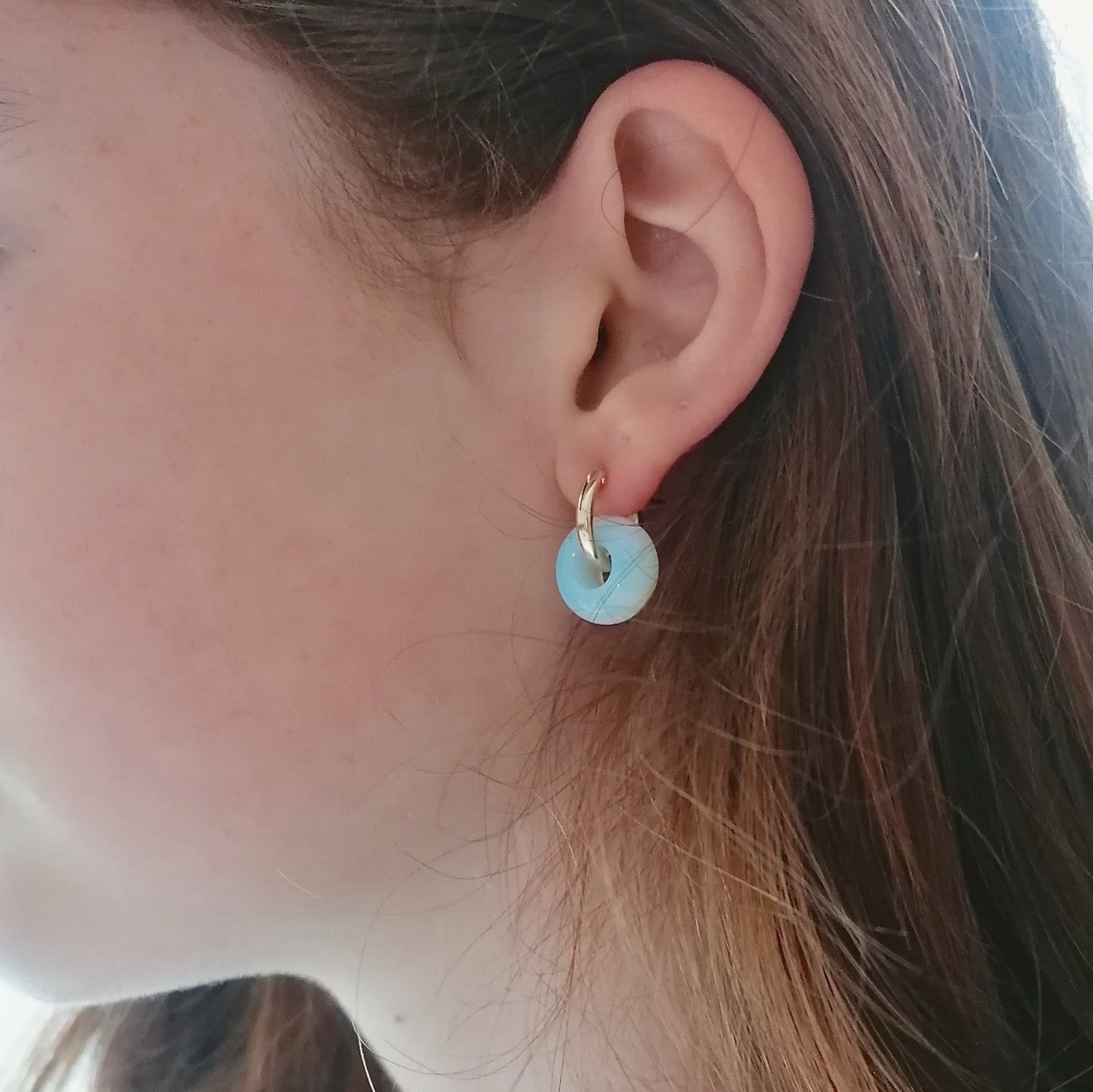 Opal ear hugger hoop earrings