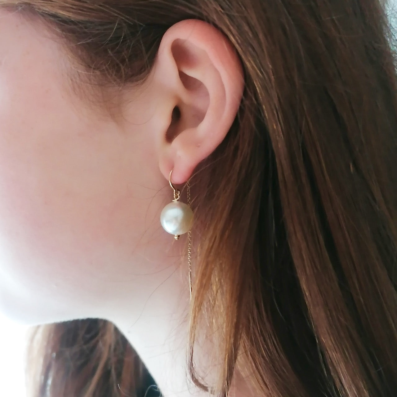Pearl ear threader earrings