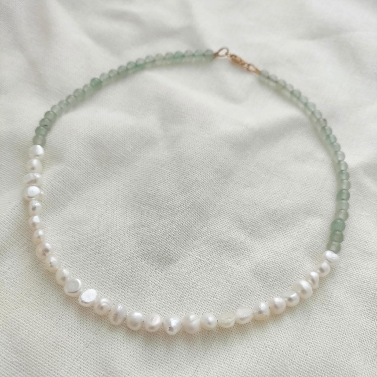 Aventurine and Pearl beaded necklace