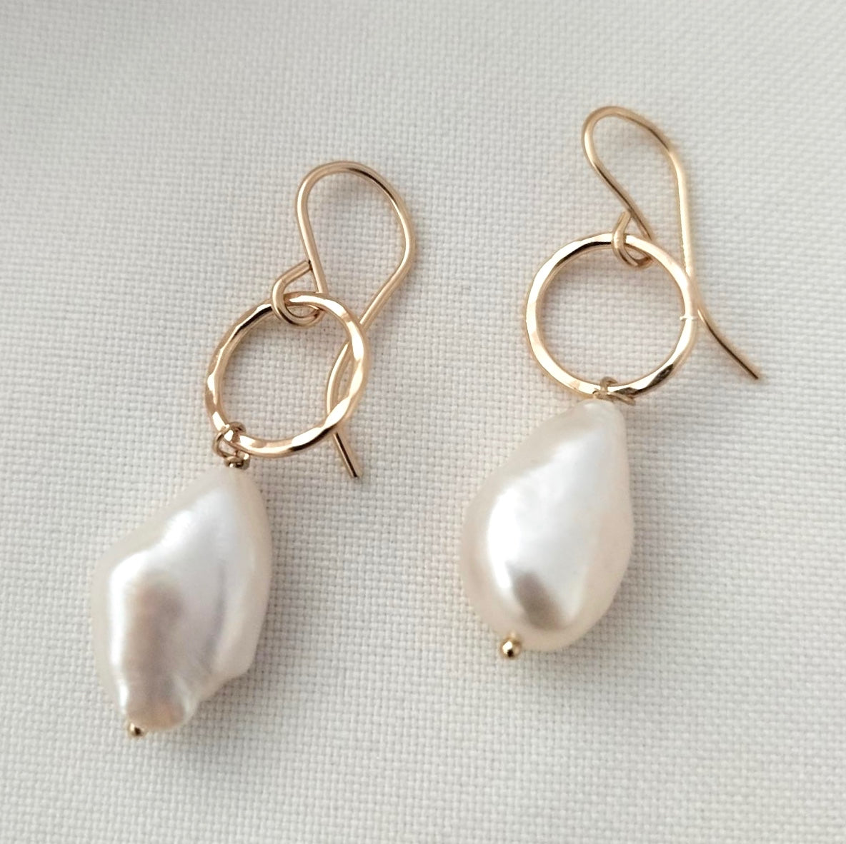 Gold Circle and Pearl earrings