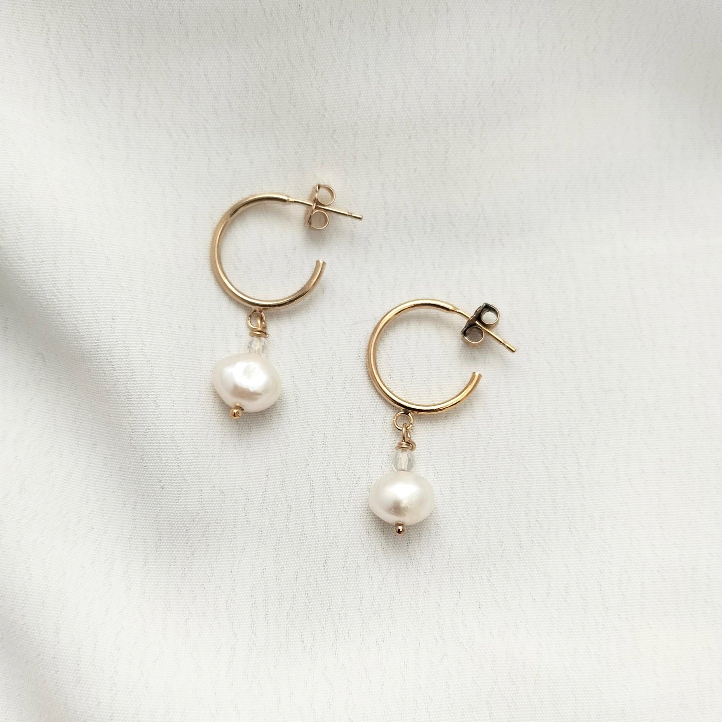 Gold Hoops with Pearls