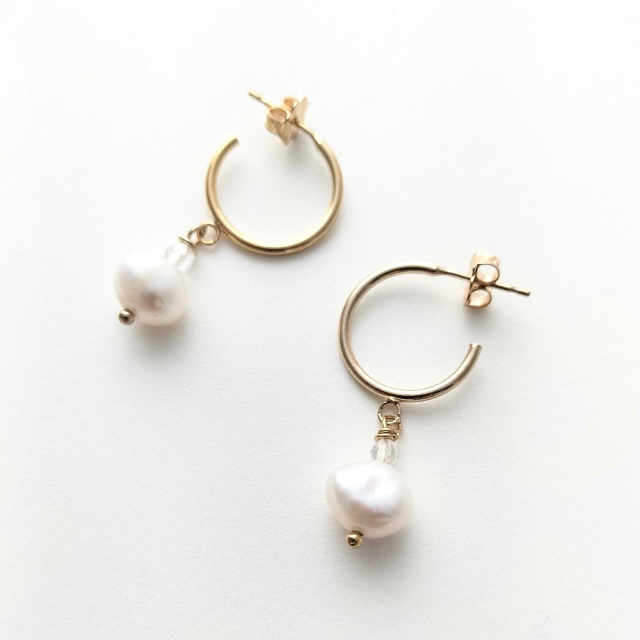 Gold hoops with pearls