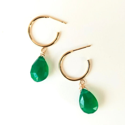 Green Onyx Hoop earrings