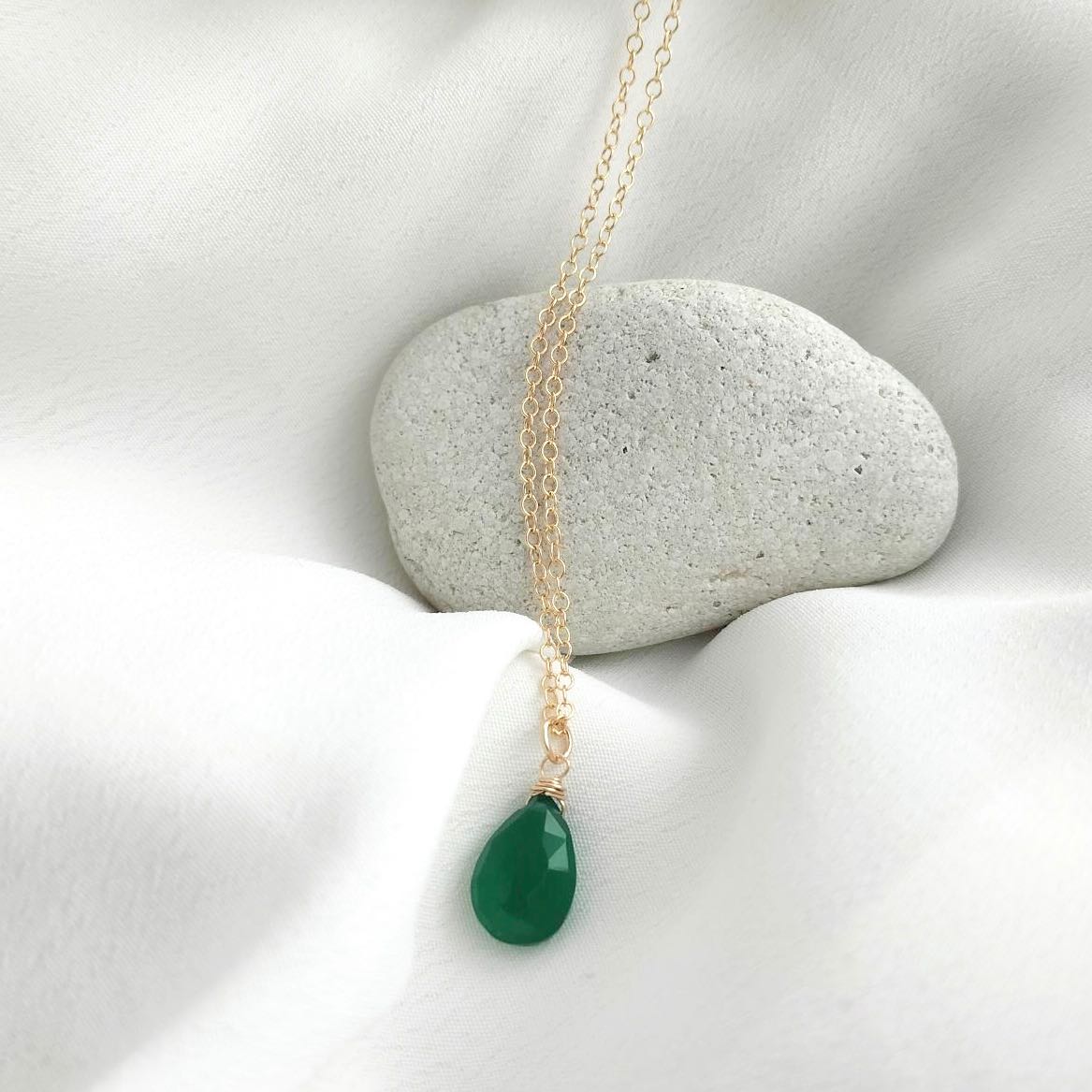 Green onyx teardrop necklace