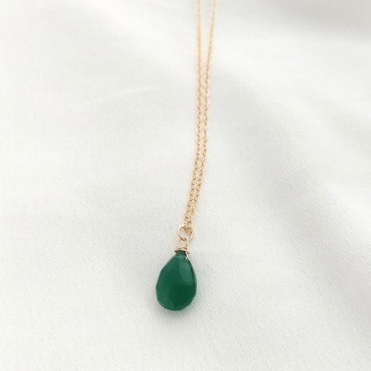 Green onyx teardrop necklace