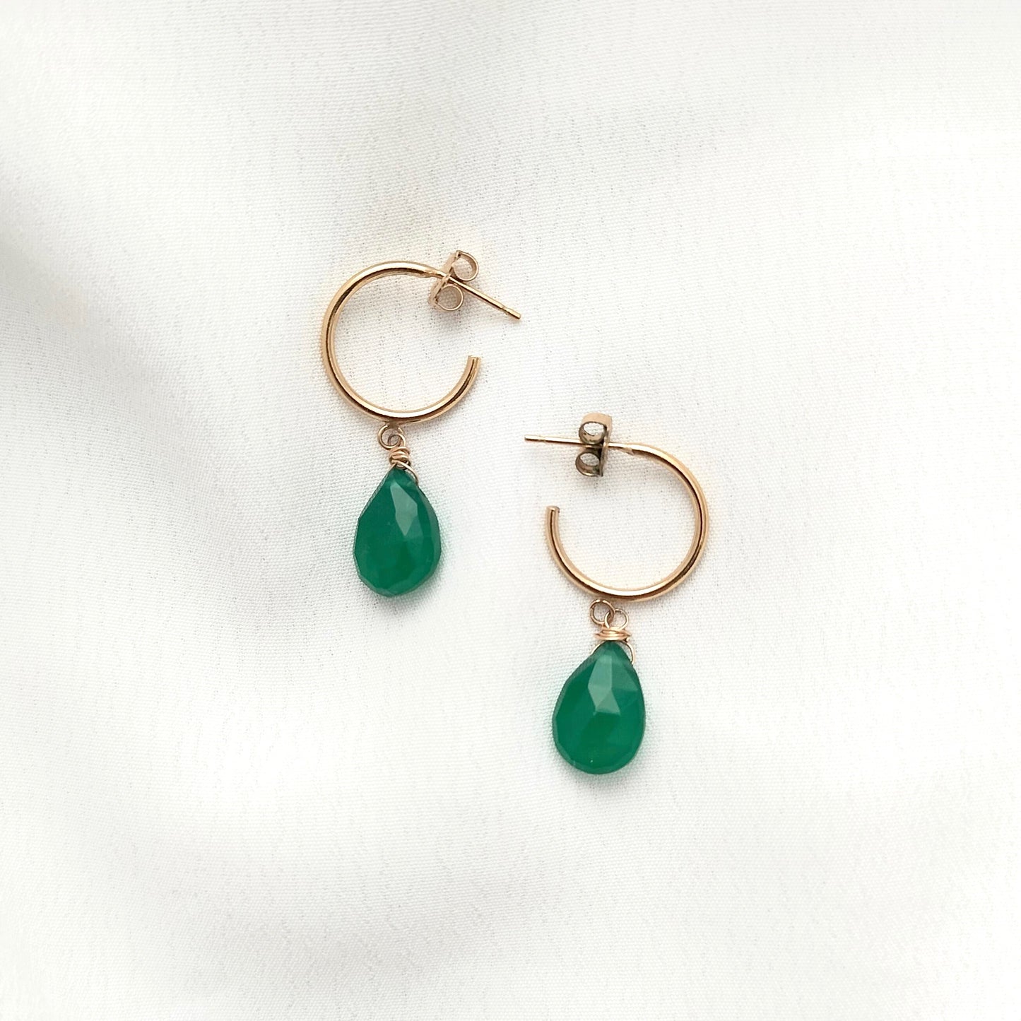 Green onyx hoop earrings