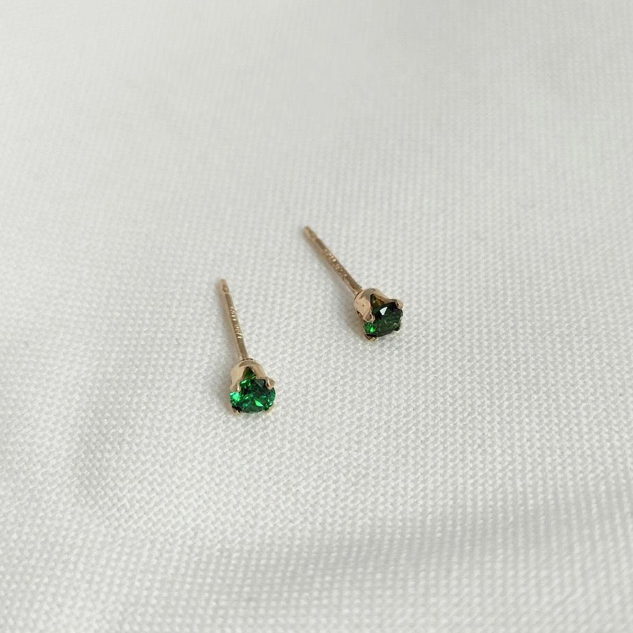 Green Solitaire Stud earrings