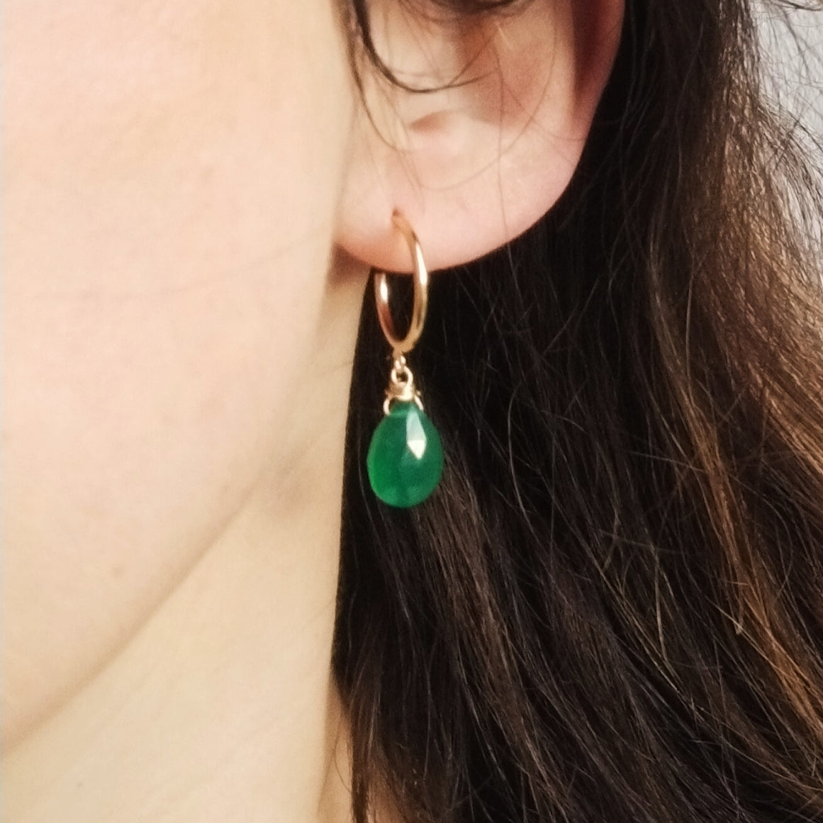 Green Onyx Hoop earrings