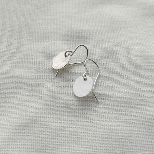 Silver Hammered Disc Earrings