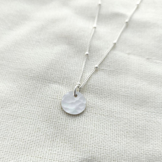 Silver Hammered Disc necklace