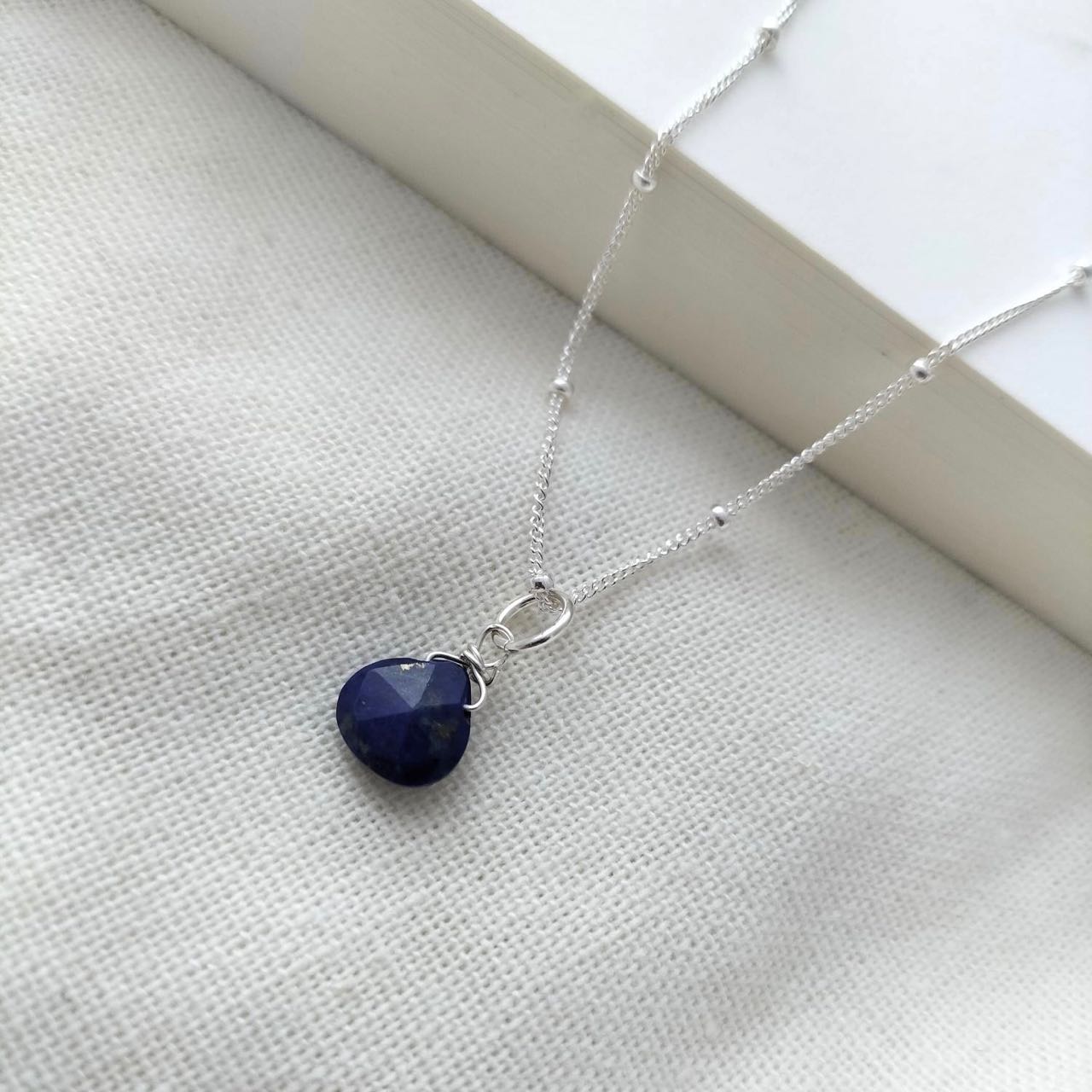 Lapis Lazuli necklace with sterling silver chain