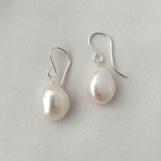 Pearl and silver earrings