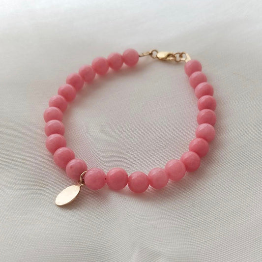 Pink jade beaded bracelet