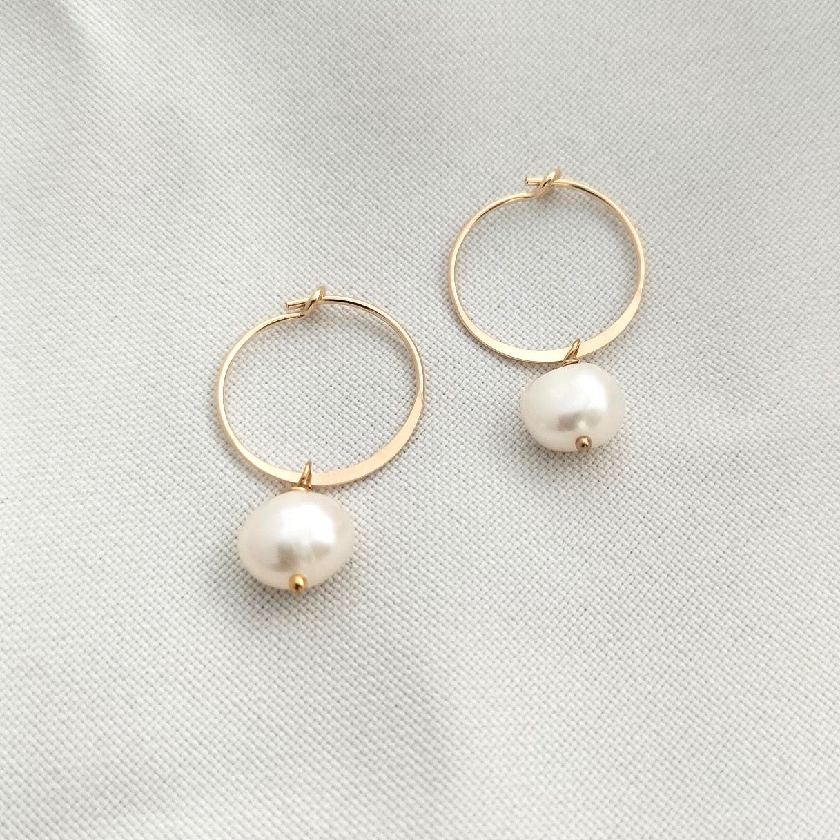 small gold hoops with pearls