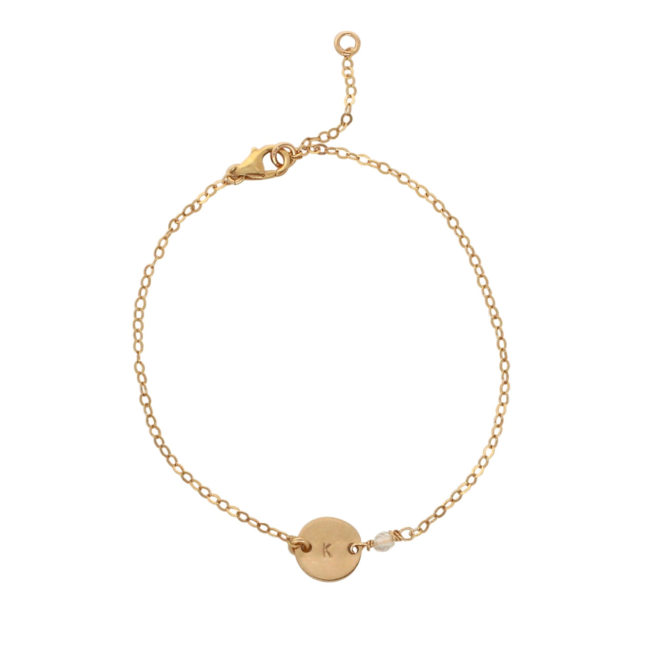 Gold Birthstone bracelet - April - Clear Quartz