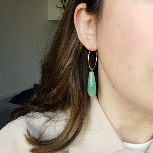 Aqua Chalcedony Hoop earrings