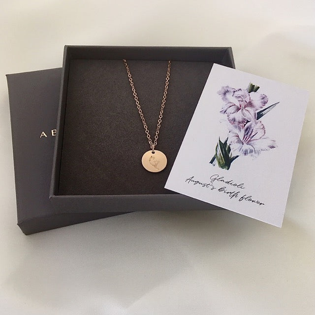 August Birth Flower necklace - Gladioli