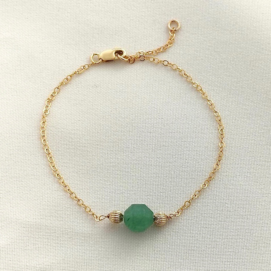 Aventurine gold chain bracelet