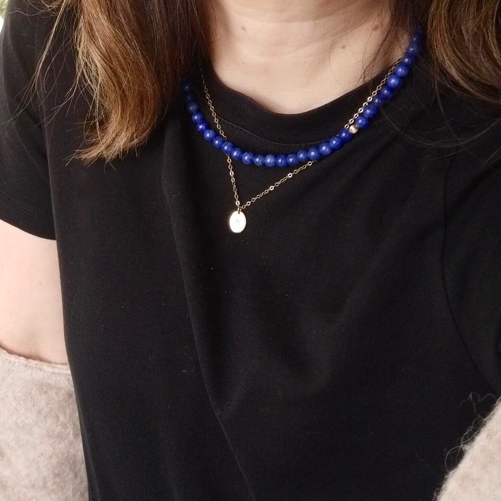 Blue jade beaded necklace