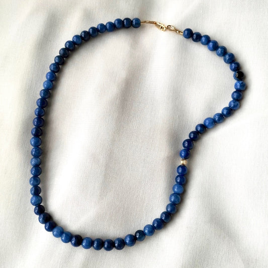 Blue jade beaded necklace