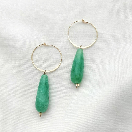 Aqua chalcedony hoops