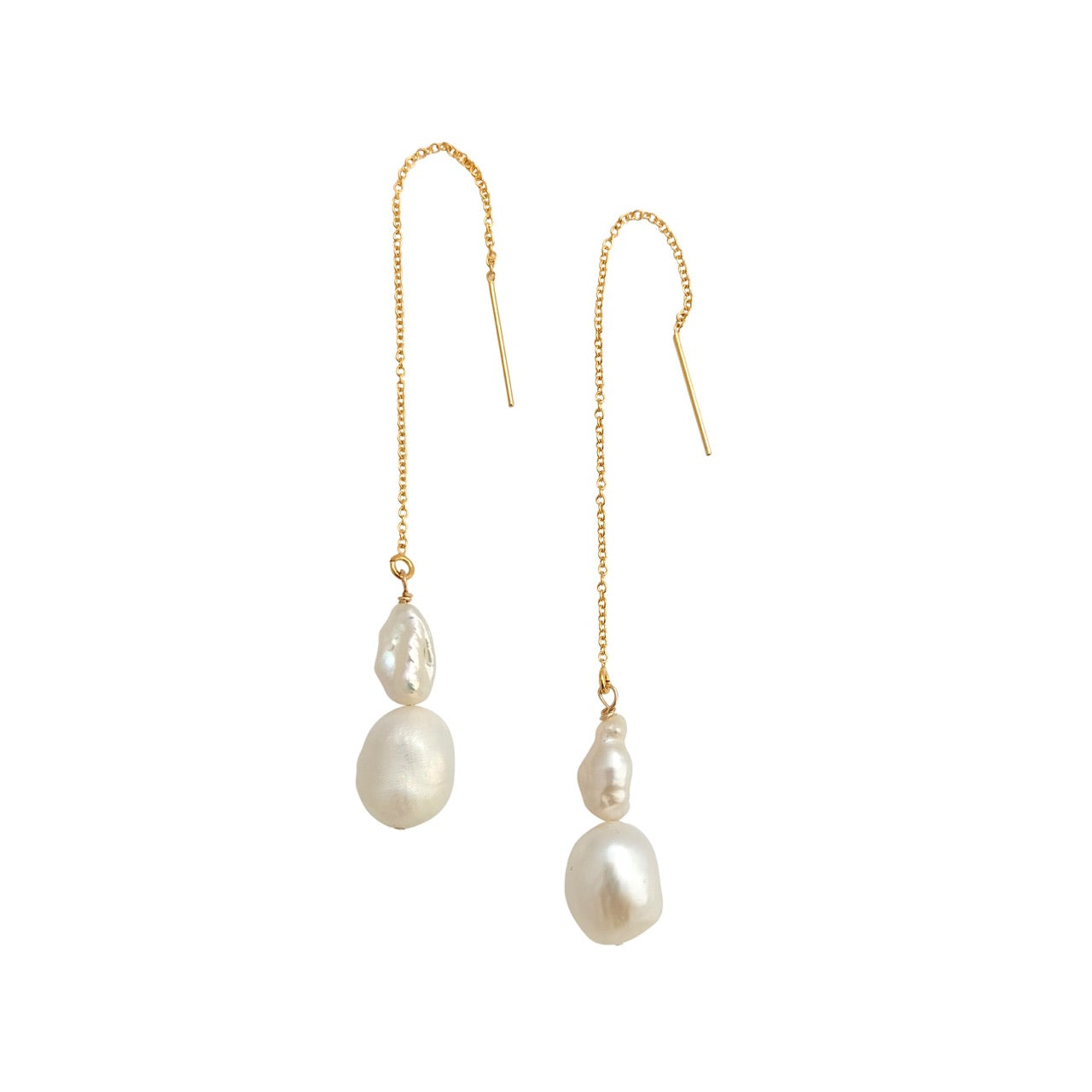 Double Pearl Ear Threader earrings