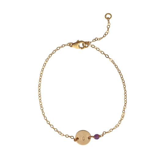 Gold Birthstone bracelet - February - Amethyst