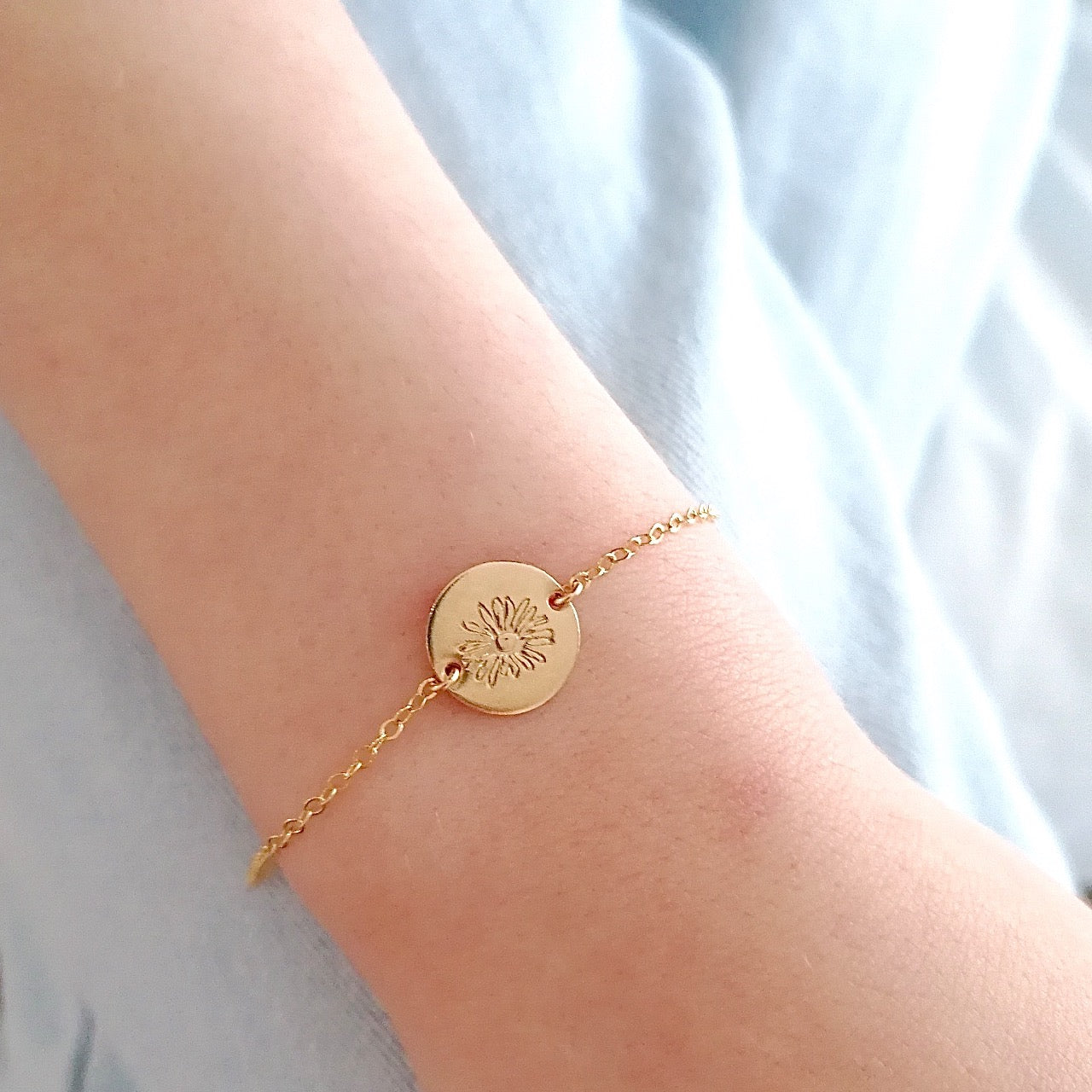 Gold Birth Flower bracelet