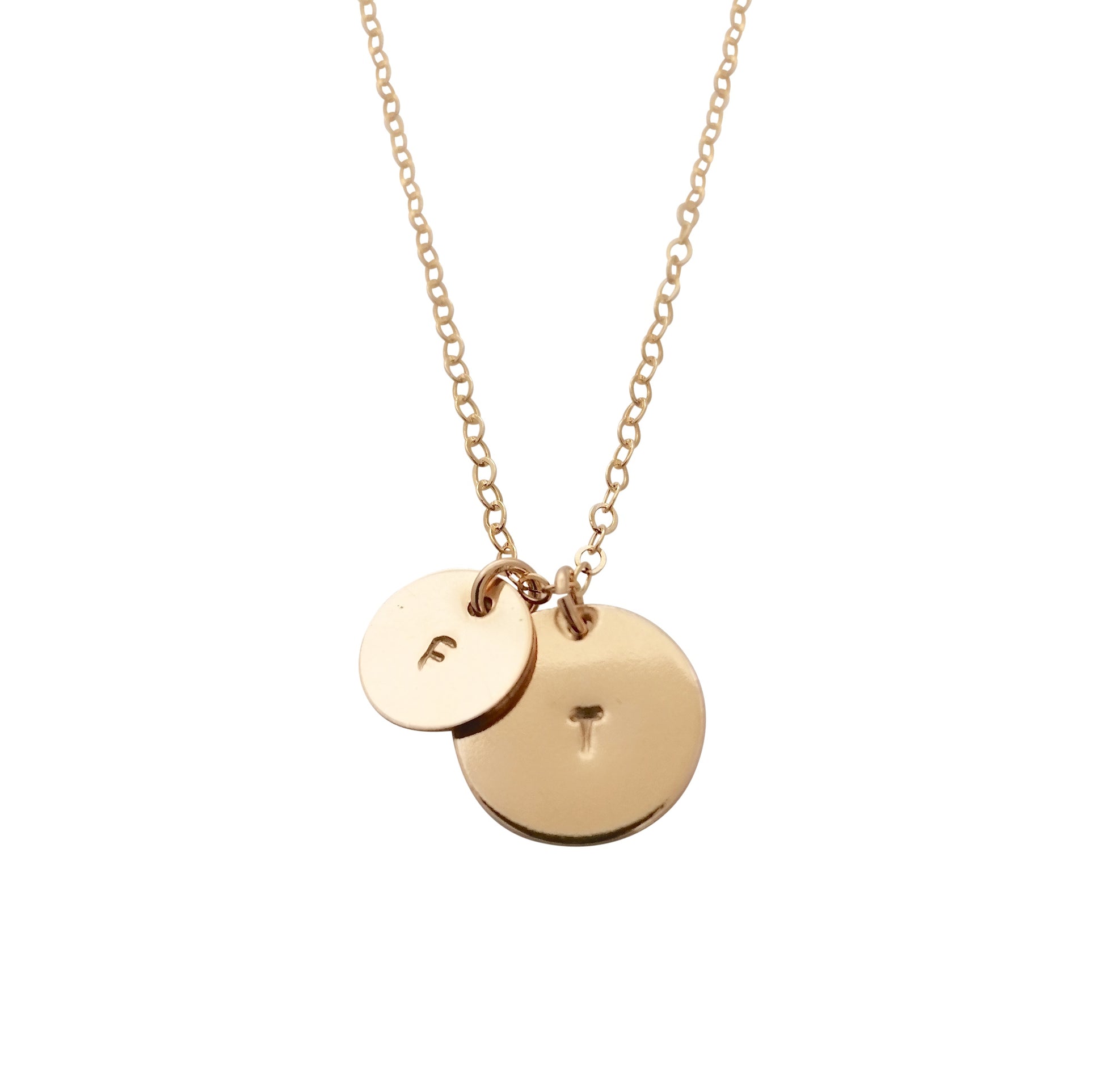 Personalised double disc necklace - modern font