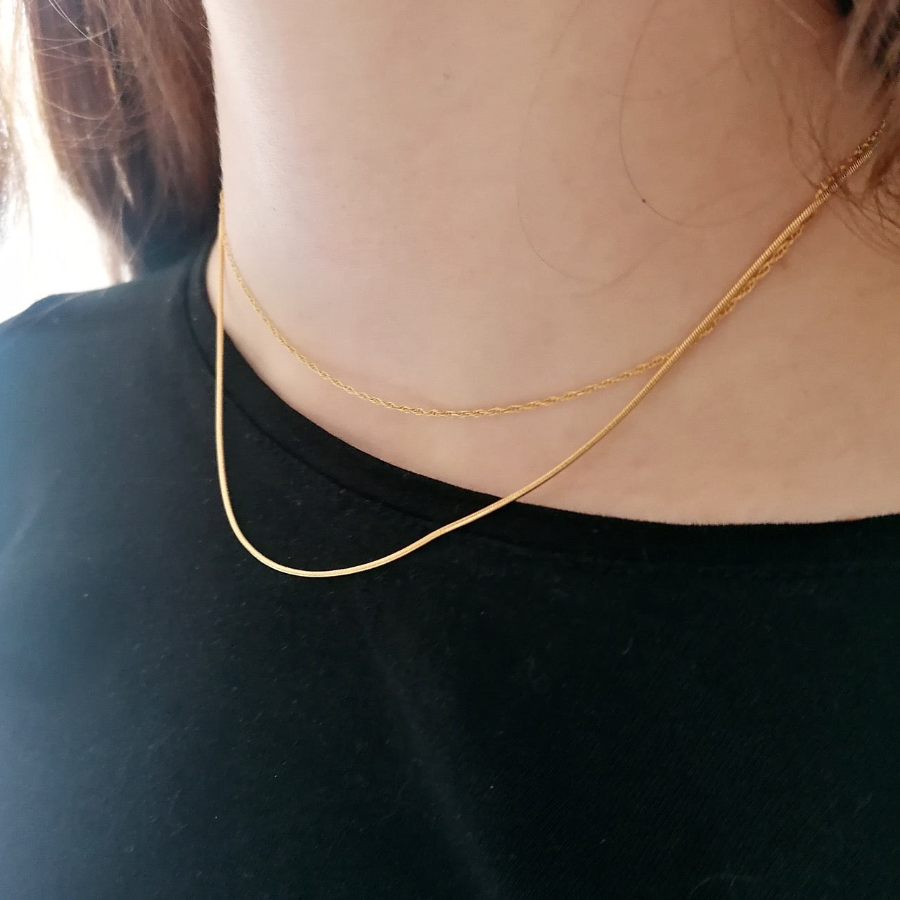 Gold rope chain necklace